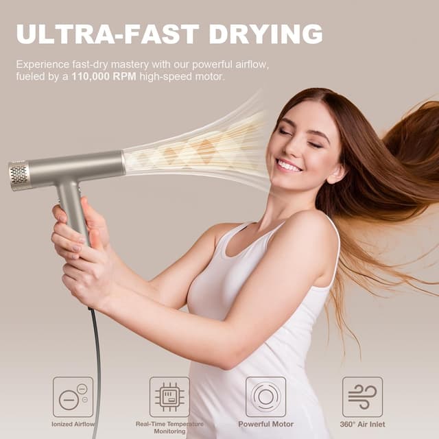 Detalle de YAPOY 110,000 RPM hair dryer with ion