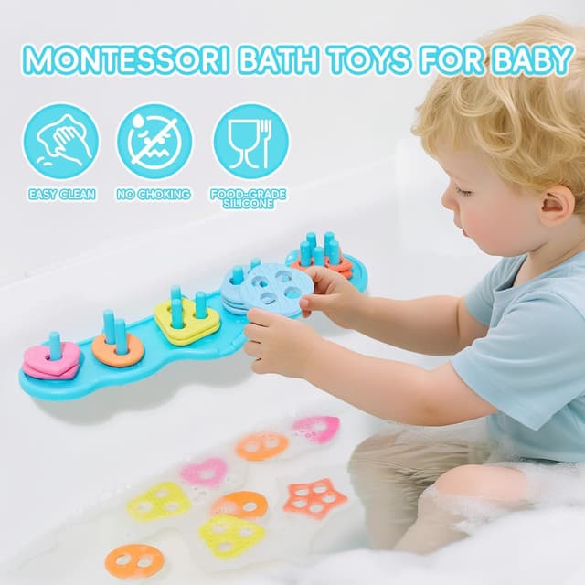 Detalle 2 de Bath Toys Shape Sorter with 20 Silicone Pieces