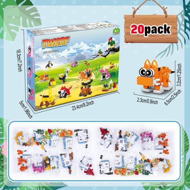 Thumbnail 3 de TWERF Valentines 20 Pack Mini Animal Blocks