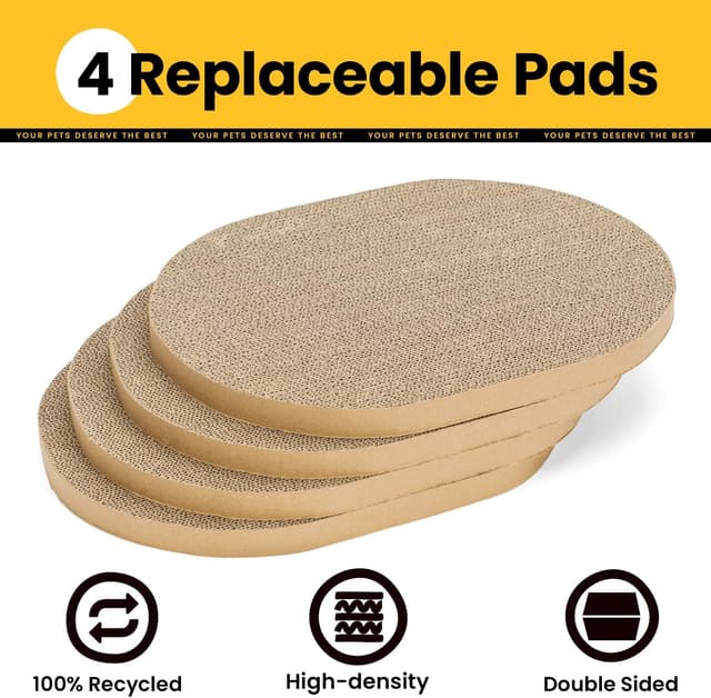 Detalle de Conlun Kratzbrett Katze – Kratzbox mit 4 Katzen Kratzpappe-Einsätzen, doppelseitig, drehbar, für Kratzen & Ruhen