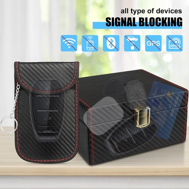 Detalle de Diyife Car Key Signal Blocker Box (Faraday box) for 5–7 car keys + 2 Faraday pouches