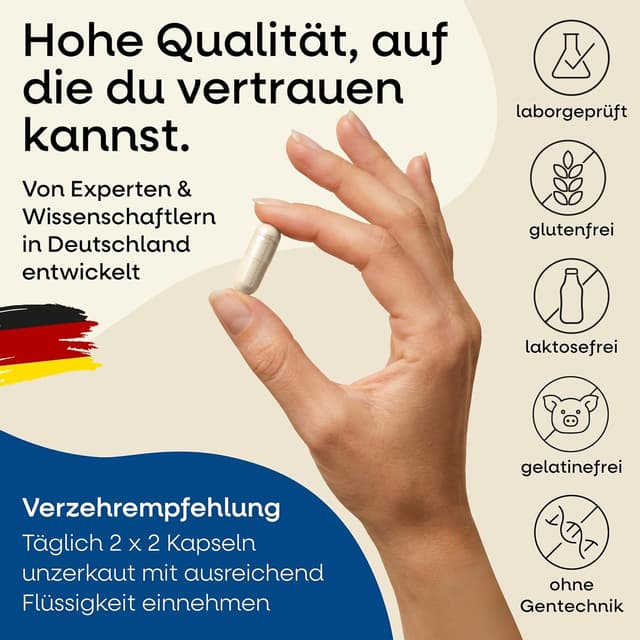 Detalle 2 de Glucosamin Chondroitin hochdosiert MSM Kapseln (240 Stück) mit Vitamin C, Hyaluronsäure & Mangan – 6in1 Komplex