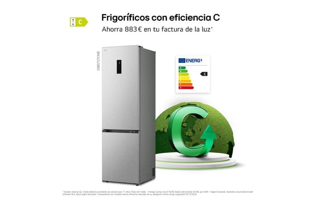 Detalle 1 de LG GBBS727CMB Frigorífico combi 375 L, 2,03 m