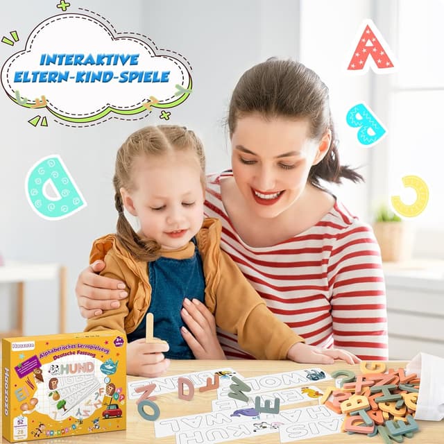 Detalle de Haozozo Buchstaben Lernen 52 Holzblöcke