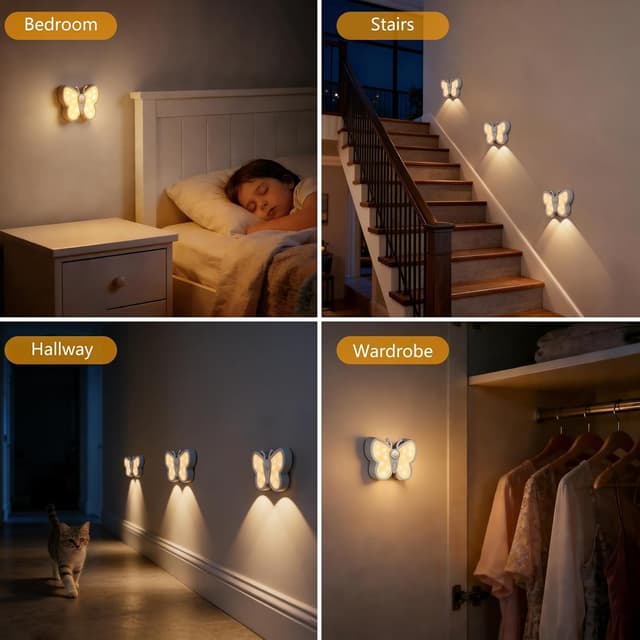 Detalle de Coollamp 2Pack Motion Sensor Night Lights (USB-C rechargeable, magnetic stick-on, 3 modes)