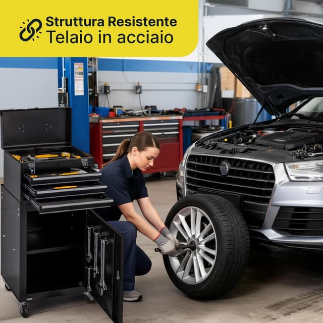 Detalle de DAIMANN Carrello porta attrezzi 3 cassetti ðŸ›