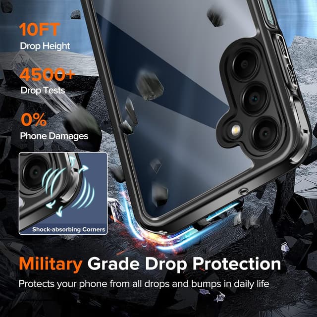 Detalle de Coque ivoler Anti-Jaunissement HD Clair pour Samsung Galaxy A16 4G / A16 5G + verre trempé (2 pièces) – Noir