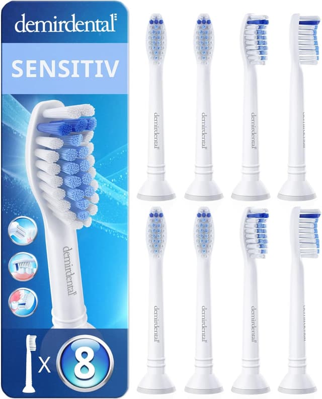 Detalle de demirdental Sensitive Aufsätze 8er Pack passend für Philips Sonicare