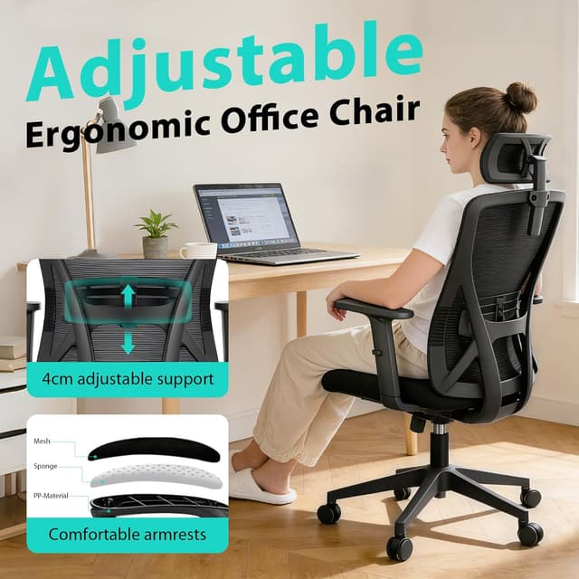 Detalle de Durrafy D-03 ergonomic office chair 150kg
