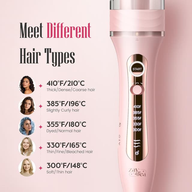 Detalle de ZAVAREA Automatic Rotating Curling Iron (1 Inch) for Long Hair — Beach Waves & Loose Curls, Dual Voltage