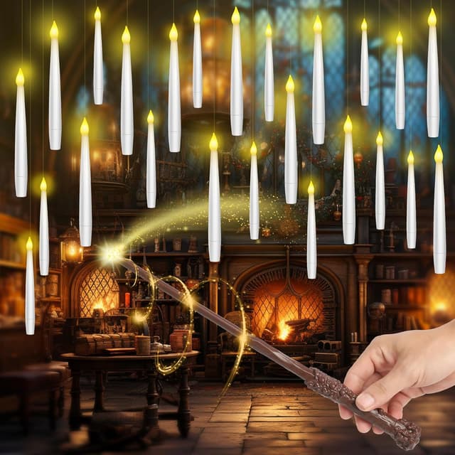 Detalle de Aptliton 24pcs Floating Candles with Wand Remote (Flameless LED) with 6H Timer