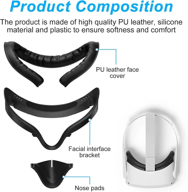 Thumbnail 1 de VZNEK Q2MZ PU Leather Face Cover for Quest 2