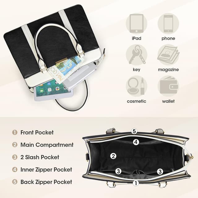 Detalle 2 de RAINSMORE Women’s 3-Piece Handbag Set with PU Top-Handle, Crossbody & Coin Purse