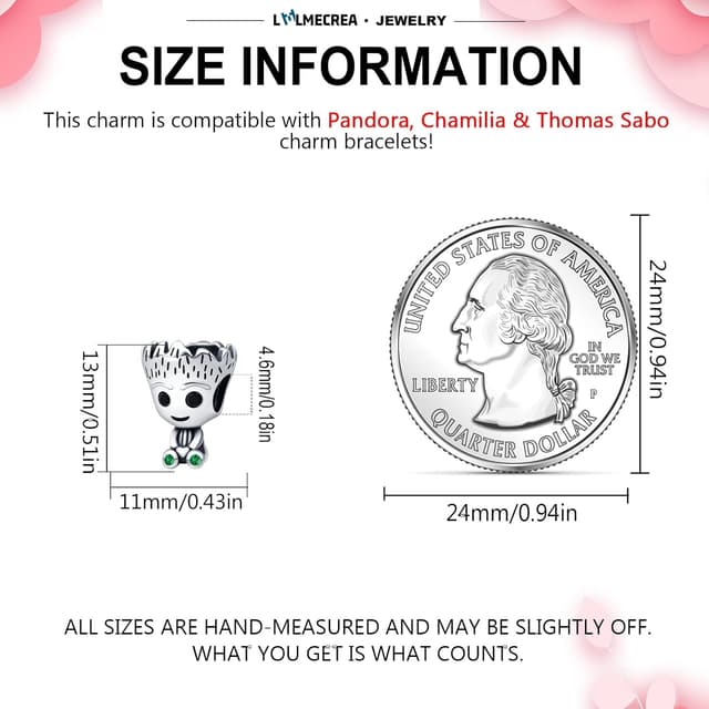 Detalle de LMLMECREA Charm-Anhänger aus 925 Sterling Silber für europäische Armbänder – Bead Charm im Geschenkset