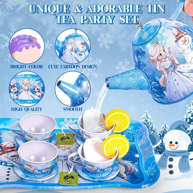 Detalle de Hohosunlar Kids Frozen Tea Party Set (Elsa) – Toddler Princess Tea Set with Carrying Case