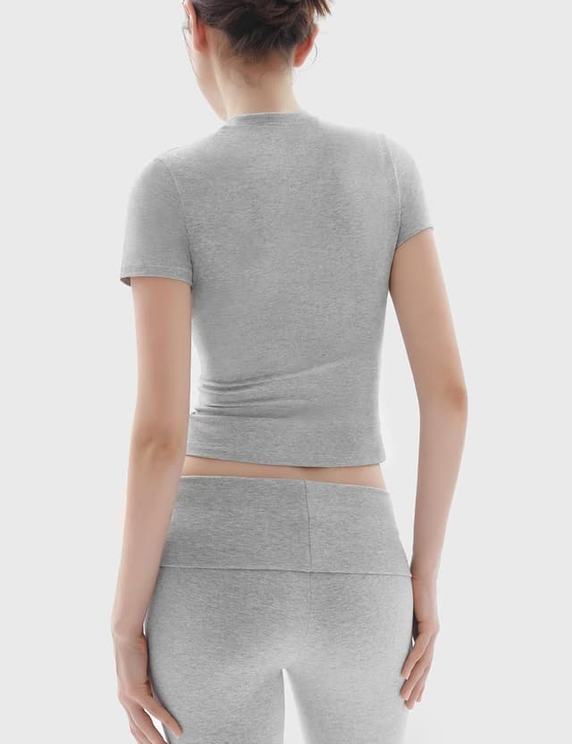 Detalle 2 de PUMIEY Women’s 2-Piece Lounge Set (Nap Collection): Short Sleeve Top + Fold-Over Flare Pants