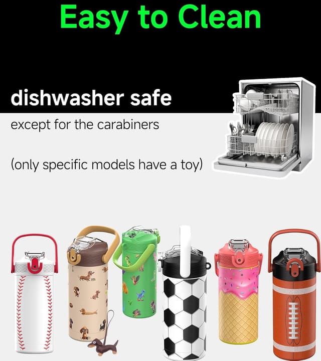 Thumbnail 6 de MYFOREST 400ml Kids Insulated Water Bottle with Soft Sipper (Football) and Name Spot