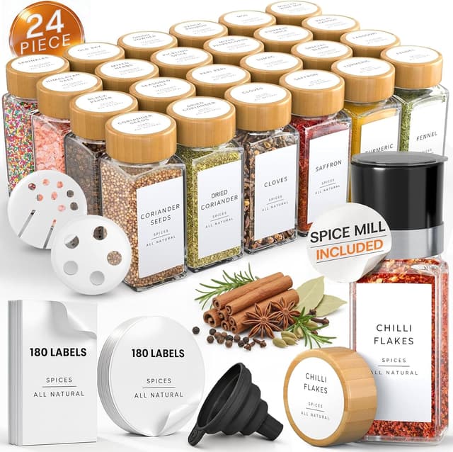 Detalle de Livabl Glass Spice Jars 120ml — 24 pack 🧂