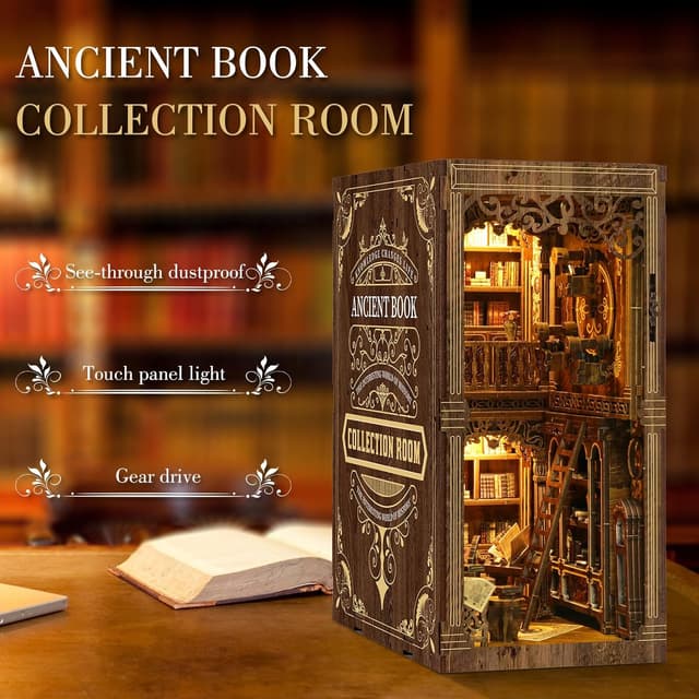 Detalle 1 de Cuiwos Book Nook Bausatz Miniatur-Holzpuzzle