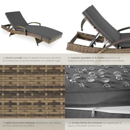 Thumbnail 6 de TecTake® Tumbona Jardín Ratán y Aluminio ☀
