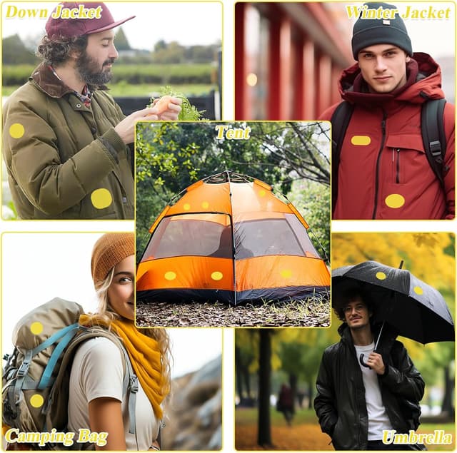 Detalle de TAIANJI 6-Blatt Daunenjacke Reparaturflicken aus Nylon (48 Stück) selbstklebend, gelb