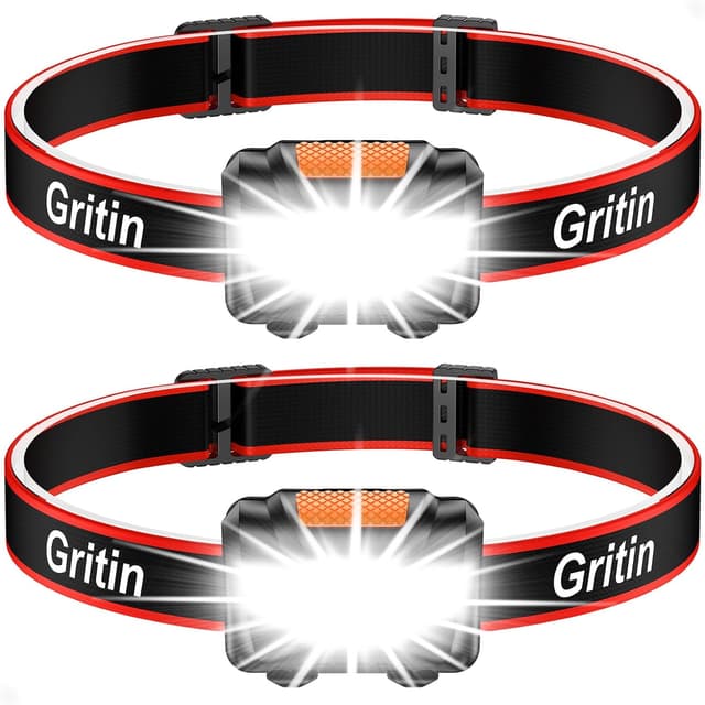 Imagen de Gritin LED Head Torch 2-pack headlamp en OfertitasTOP