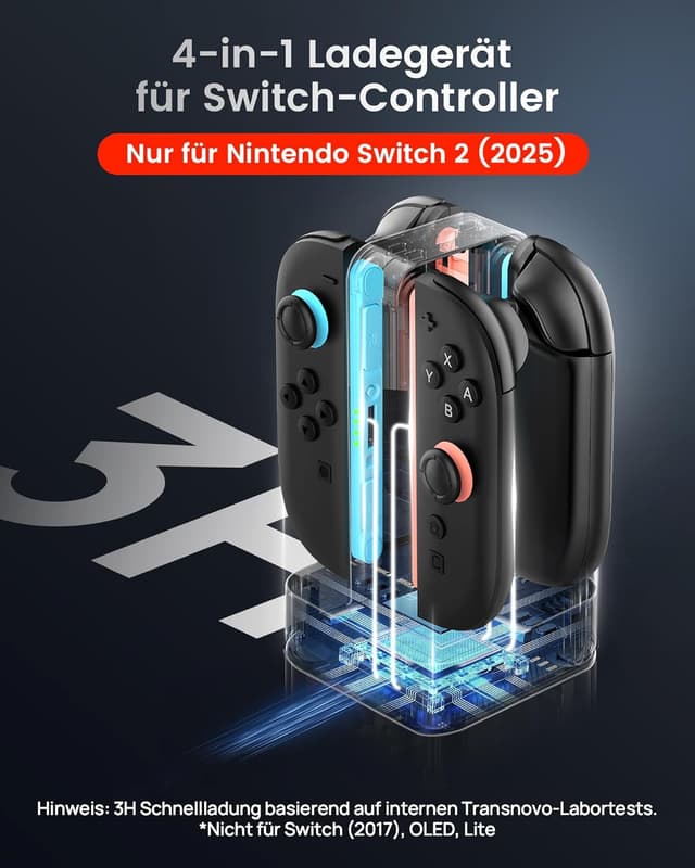 Detalle 2 de TRANSNOVO Ladestation für Nintendo Switch 2 4‑fach
