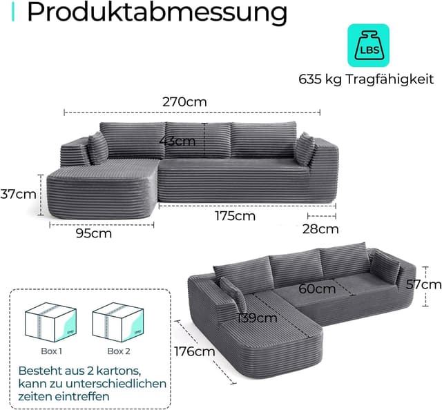 Detalle 2 de LINSY HOME Ecksofa 270 cm Schlafsofa