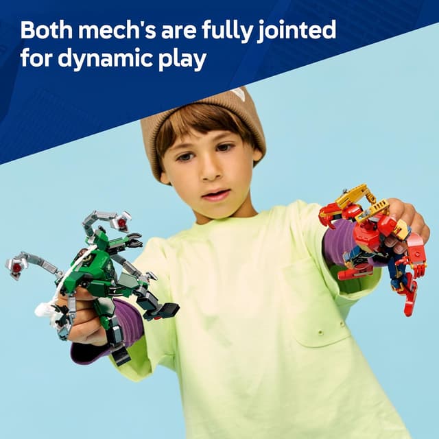 Detalle 2 de LEGO Marvel Mech Battle: Spider-Man vs. Doc Ock (76338) set with 2 action mechs and minifigures