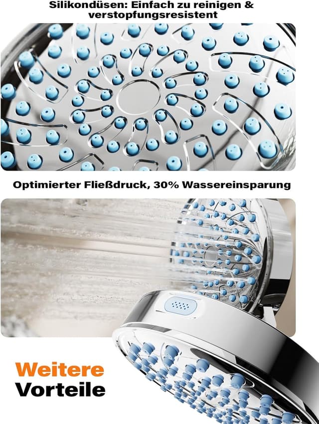 Detalle de Cobbe Duschkopf mit Filter (20 Schichten) & Hochdruck-Handbrause, 7 Strahlarten