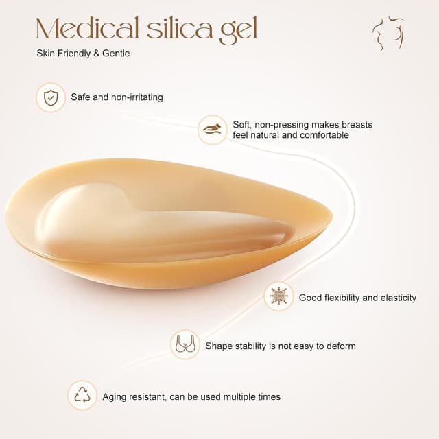 Detalle de Uiheex Double Sided Sticky Bra Inserts (Reusable Push Up Adhesive Pads) for Bikini, Swimsuit & Sports Bra