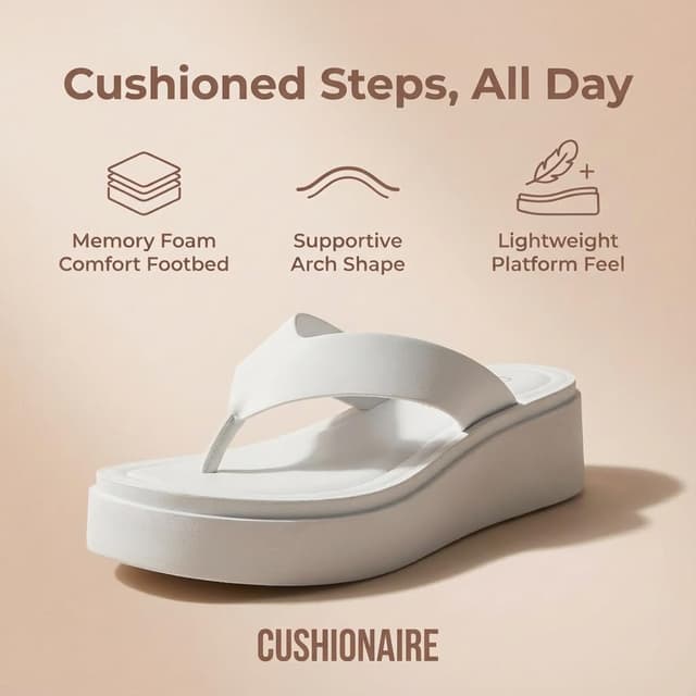 Detalle de CUSHIONAIRE Pippin Chunky Platform Flip Flops for Women with Cushioned Footbed
