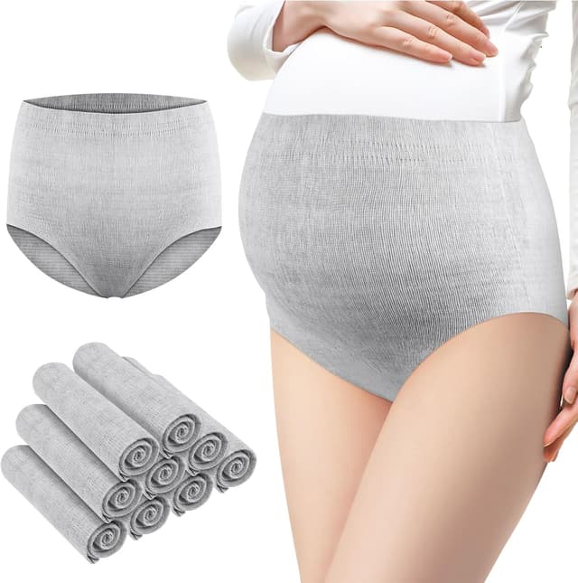 Detalle 2 de Pack de 9 culottes post-accouchement ACWOO (taille haute, jetables) pour post-partum et césarienne