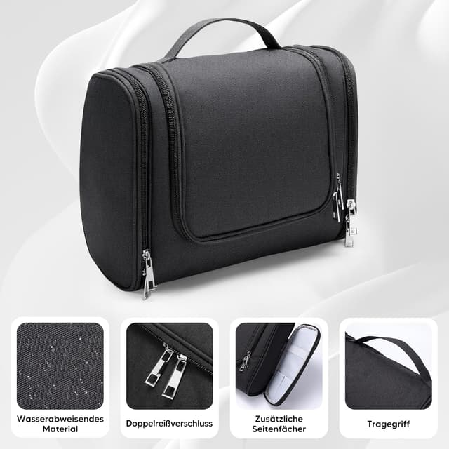 Detalle de Voniobuy Kulturbeutel mit drehbarem Haken – große, wasserdichte 4-in-1 Waschtasche zum Aufhängen