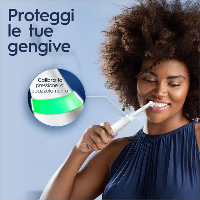 Detalle de Oral-B spazzolino elettrico ricaricabile iO 5N con sensore di pressione, 5 modalità di spazzolamento e custodia da viaggio