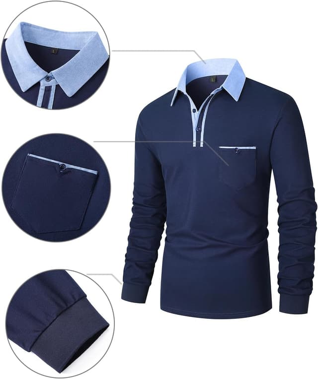 Detalle de Langarm-Poloshirt aus Baumwolle für Herren