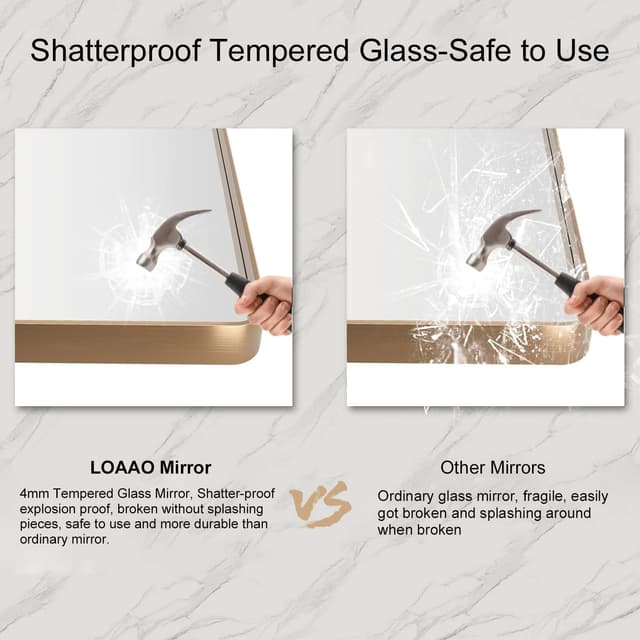 Thumbnail 6 de LOAAO 30 x 36 in Gold Brushed Vanity Mirror