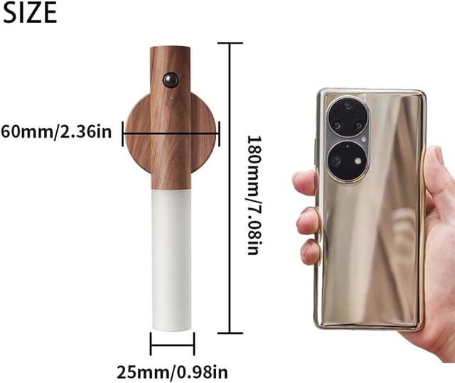 Thumbnail 6 de LANDGOO Bewegungsmelder Nachtlichter mit Magnet – wiederaufladbar, tragbare LED-Licht für Flur & Treppenhaus (2er-Set, Walnussholz)