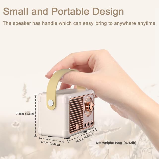 Detalle de Tragbarer Bluetooth-Lautsprecher Musikbox im Retro-Design mit U-Disc/TF-Karte/AUX