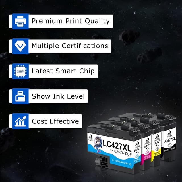 Detalle de DOUBLE D LC427XL (LC-427XL) — pack de cartouches d’encre compatibles Brother pour MFC-J5955DW, MFC-J6955DW et autres