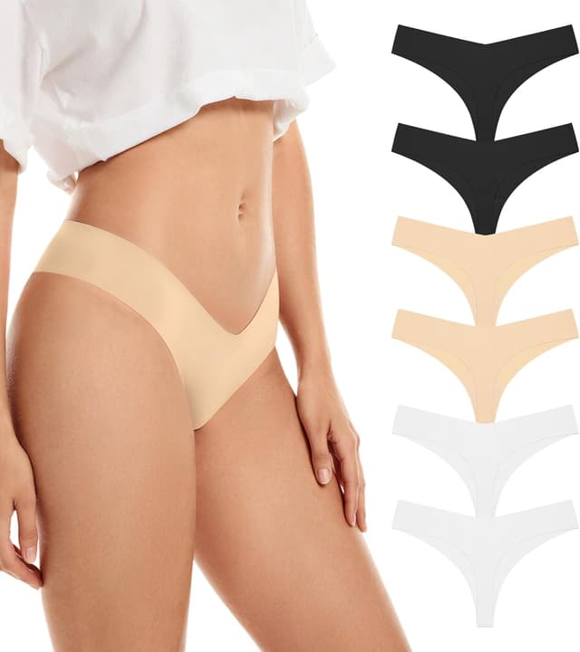 Thumbnail 6 de SHARICCA Nahtlose String Tanga Damen – unsichtbarer No-Show Thong mit 100% Baumwoll-Schritt