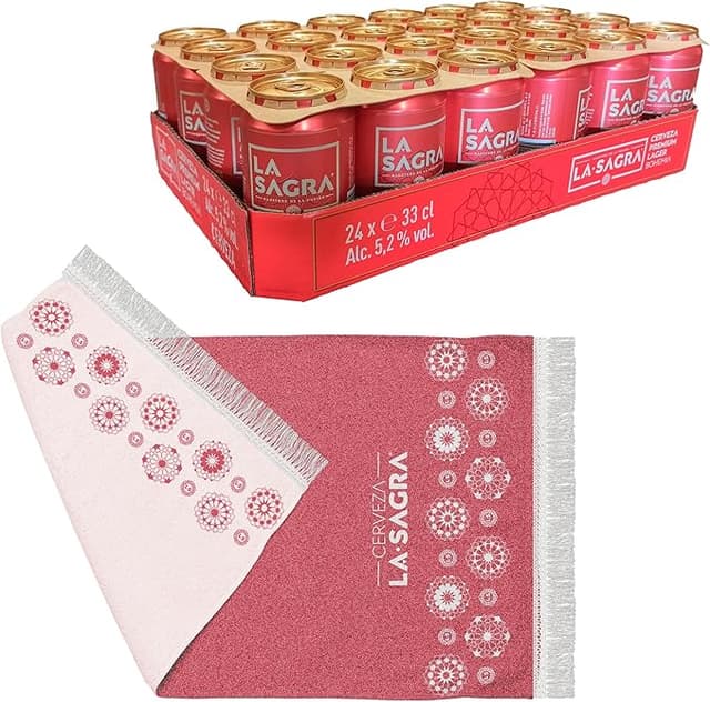 Imagen de La Sagra Lager Pilsner 🍺 Caja 24x330ml + Toalla Regal en OfertitasTOP