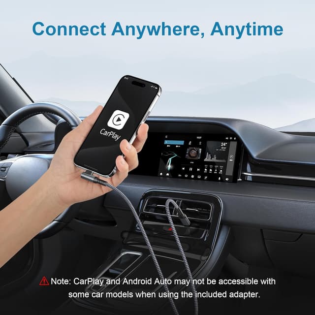 Detalle de BASESAILOR 60W USB-C fast charging car charger cable with right-angled connector (3m) + USB-C adapter