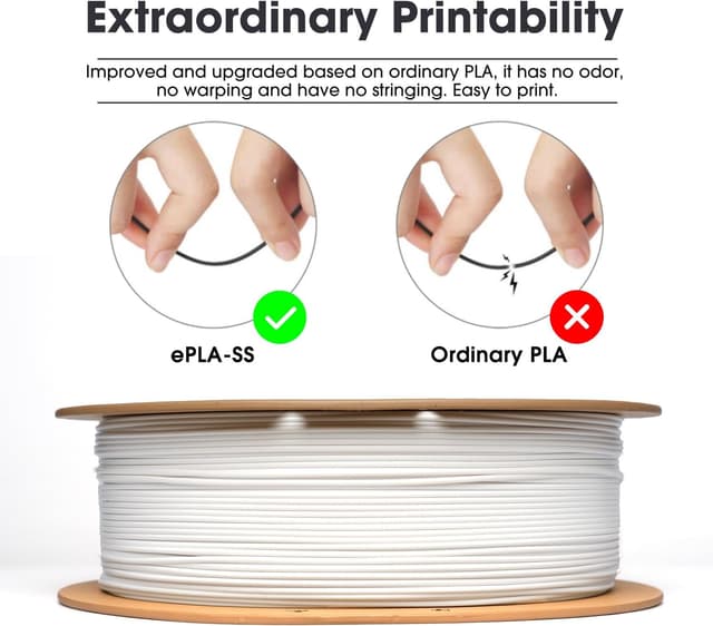Detalle de eSUN PLA Filament 1,75 mm PLA Basic (1 kg) in Weiß – schnell druckbares Einsteiger-PLA mit Maßgenauigkeit