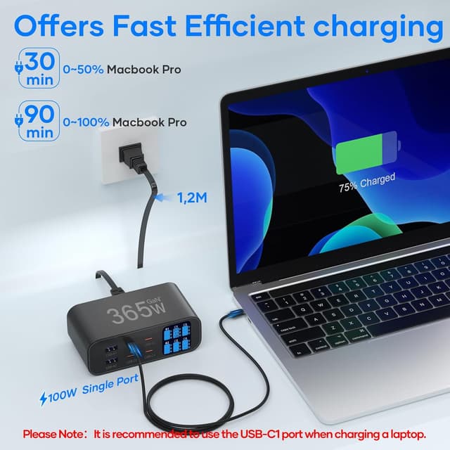 Detalle 2 de YSYFAD 365W Caricatore USB C Multiplo 6 porte