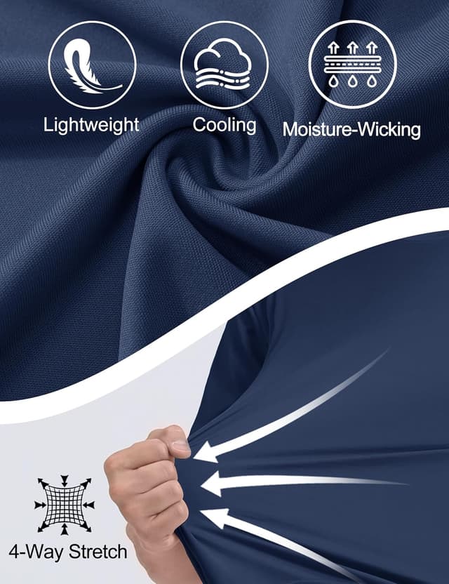 Detalle de KEFITEVD Men’s Quick-Dry Stretchy T-Shirt (UPF 50+) for summer sport and casual wear