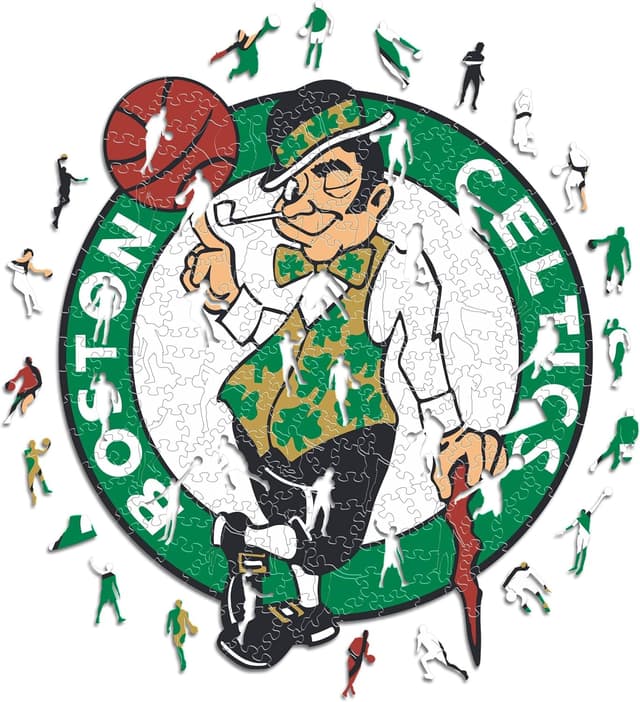 Detalle de Iconic Puzzles Boston Celtics – puzzle en bois Logo, taille S (150 pièces) sous licence officielle NBA