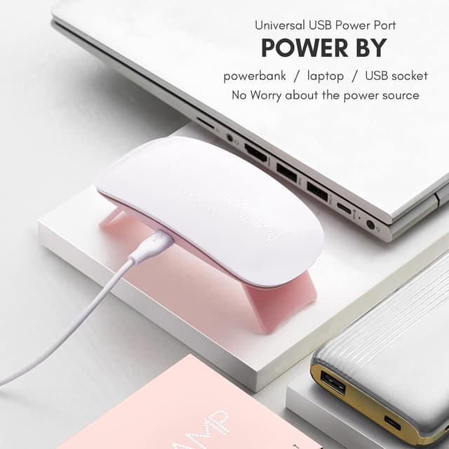 Detalle de MAKARTT Mini UV Nagellampe für Gelnägel mit 60-Sekunden-Timer (USB, 365 + 405 nm)