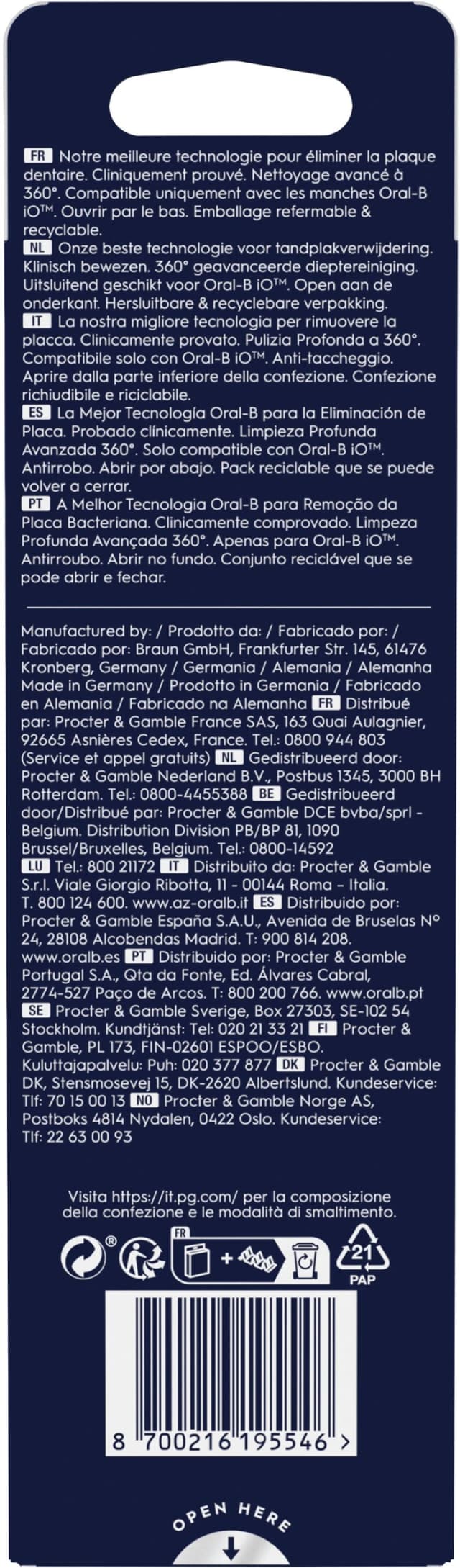 Detalle de Oral-B iO Ultimate Clean Weiß Aufsteckbürsten (6 Stück)