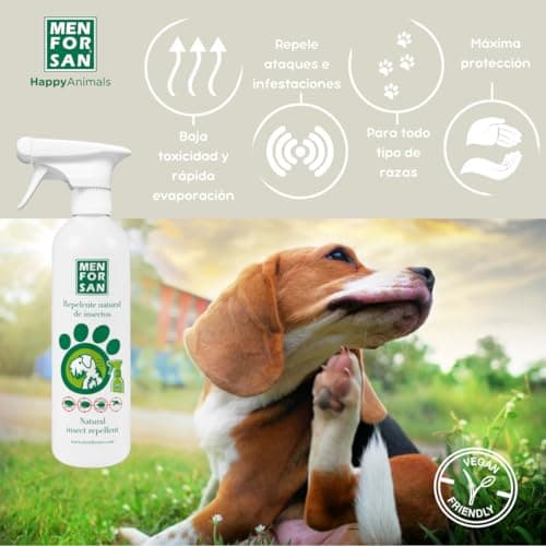 Detalle de MENFORSAN Repelente Natural de Insectos con citronela para perros (500 ml)